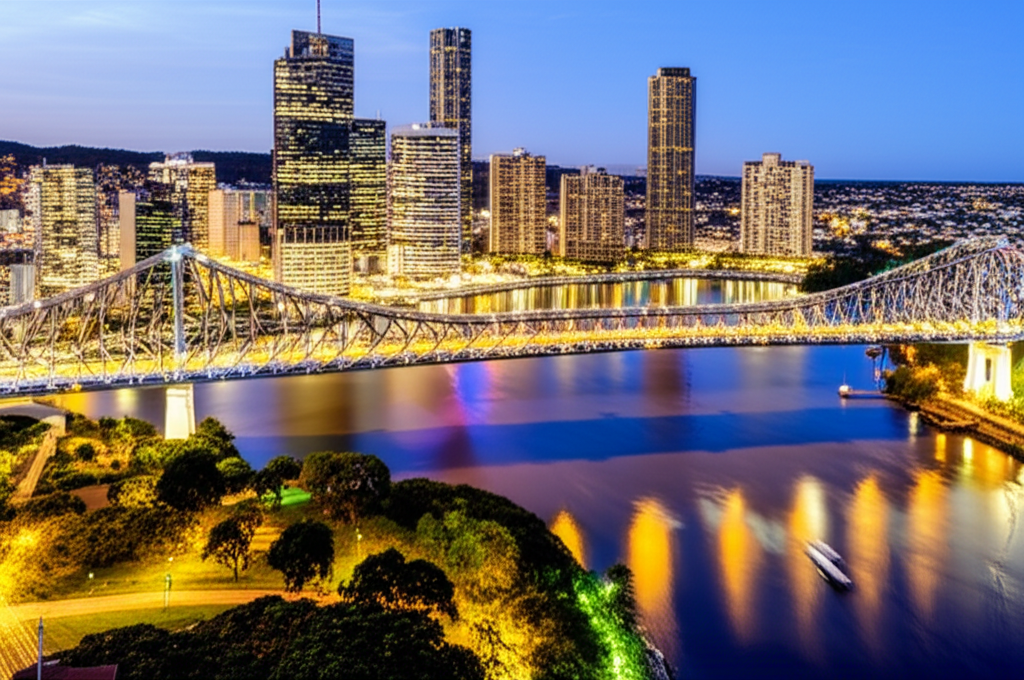 Brisbane city center and Brisbane River