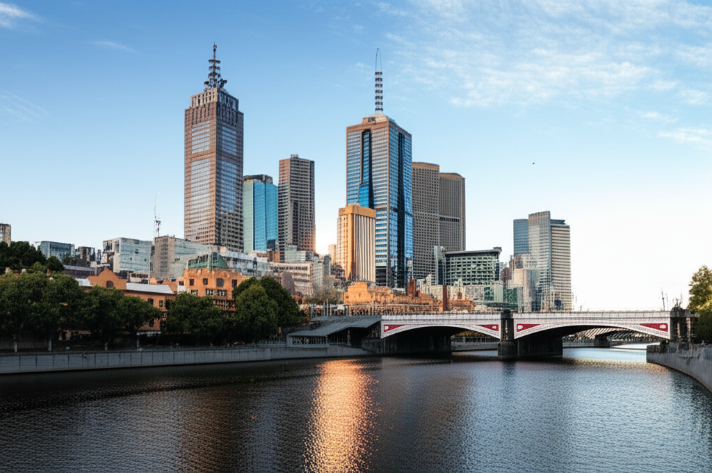 Melbourne city skyline and Yarra River