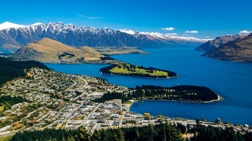 Queenstown Lake Wakatipu and Remarkables mountains